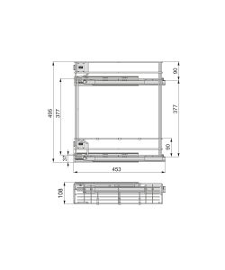 Emuca Portabottiglie laterale estraibile Supra con chiusura soft, Modulo 150 mm, Verniciato alluminio, Acciaio