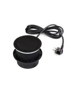 Emuca Multiconnettore Vertikal Push diametro 100mm, 3 spine di tipo Schuko, 1 USB tipo A, 1 USB tipo C, Acciaio e Tecnoplastica, Verniciato nero 1 UN