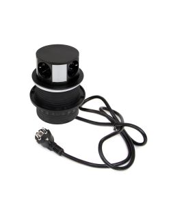 Emuca Multiconnettore Vertikal Push diametro 100mm, 3 spine di tipo Schuko, 1 USB tipo A, 1 USB tipo C, Acciaio e Tecnoplastica, Verniciato nero 1 UN