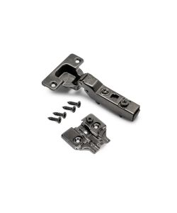 Emuca Kit cerniera a scodellino X91 con chiusura ammortizzata e basetta per vite, Titanio, Acciaio.