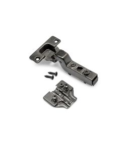 Emuca Kit cerniera a scodellino di collo alto X91 con chiusura ammortizzata e basetta Euro, Titanio, Acciaio.