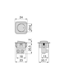 Emuca Interruttore da incasso D21x21, Plastica bianca, Tecnoplastica