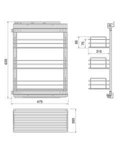 Emuca TitaneStar Carrello estraibile con chiusura soft, modulo 400 mm, Acciaio, Grigio antracite 1 UN