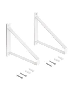 Emuca Set di supporti per mensole in legno Shelf con forma triangolare, Acciaio, Verniciato bianco 1 SET