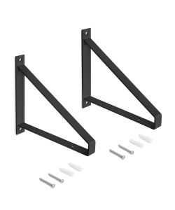 Emuca Set di supporti per mensole in legno Shelf con forma triangolare, Acciaio, Verniciato nero 1 SET