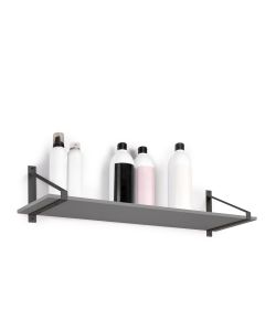 Emuca Set di supporti per mensole in legno Shelf con forma triangolare, Acciaio, Verniciato nero 1 SET