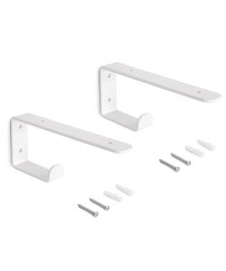 Emuca Set di supporti per mensole in legno Shelf con gancio integrato, Acciaio, Verniciato bianco 1 SET