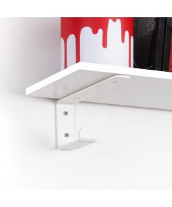 Emuca Set di supporti per mensole in legno Shelf con gancio integrato, Acciaio, Verniciato bianco 1 SET