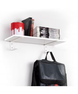 Emuca Set di supporti per mensole in legno Shelf con gancio integrato, Acciaio, Verniciato bianco 1 SET