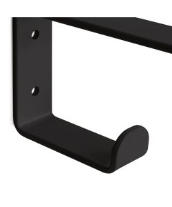 Emuca Set di supporti per mensole in legno Shelf con gancio integrato, Acciaio, Verniciato nero 1 SET