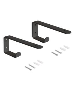 Emuca Set di supporti per mensole in legno Shelf con gancio integrato, Acciaio, Verniciato nero 1 SET