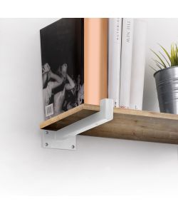 Emuca Set di supporti per mensole in legno Shelf dritto con tubo quadro, Acciaio, Verniciato bianco 1 SET