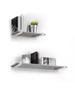 Emuca Set di supporti per mensole in legno Shelf dritto con tubo quadro, Acciaio, Verniciato bianco 1 SET