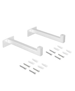 Emuca Set di supporti per mensole in legno Shelf dritto con tubo quadro, Acciaio, Verniciato bianco 1 SET