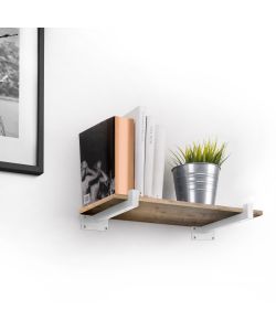 Emuca Set di supporti per mensole in legno Shelf dritto con tubo quadro, Acciaio, Verniciato bianco 1 SET