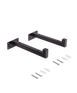 Emuca Set di supporti per mensole in legno Shelf dritto con tubo quadro, Acciaio, Verniciato nero 1 SET