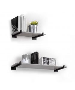 Emuca Set di supporti per mensole in legno Shelf dritto con tubo quadro, Acciaio, Verniciato nero 1 SET