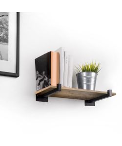 Emuca Set di supporti per mensole in legno Shelf dritto con tubo quadro, Acciaio, Verniciato nero 1 SET