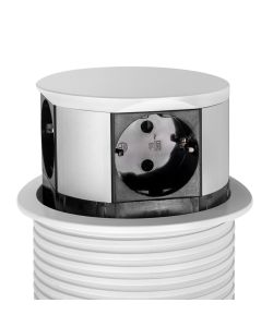 Emuca Multiconnettore Vertikal Push diametro 100mm, 3 spine Schuko, 1 USB-A, 1 USB-C