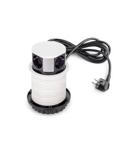 Emuca Multiconnettore Vertikal Push diametro 100mm, 3 spine Schuko, 1 USB-A, 1 USB-C