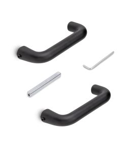 Emuca Maniglie per serrature di porte da interno in vetro, Modello U, alluminio, Verniciato nero 1 SET