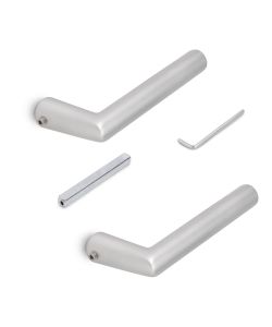 Emuca Maniglie per serrature di porte da interno in vetro, Modello L-R, alluminio, anodizzato opaco 1 SET