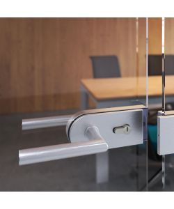 Emuca Maniglie per serrature di porte da interno in vetro, Modello L-R, alluminio, anodizzato opaco 1 SET