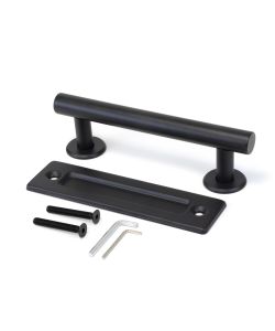 Emuca Maniglia per porte scorrevoli in legno Pasadena, lunghezza 240 mm, interasse 180 mm, Acciaio, texture Nera -