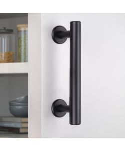 Emuca Maniglia per porte scorrevoli in legno Pasadena, lunghezza 240 mm, interasse 180 mm, Acciaio, texture Nera -