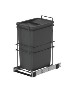 Emuca Pattumiera per differenziata Recycle da cucina, 35 L, fissaggio sul fondo ed estrazione manuale, Tecnoplastica grigio antracite 1 UN
