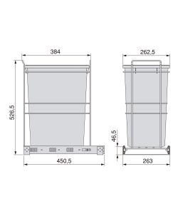 Emuca Pattumiera per differenziata Recycle da cucina, 35 L, fissaggio sul fondo ed estrazione manuale, Tecnoplastica grigio antracite 1 UN