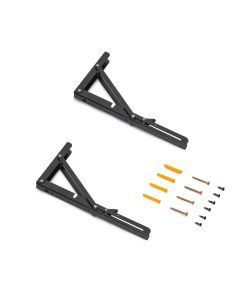 Emuca Set di supporti pieghevoli, lunghezza 303 mm, Acciaio, Verniciato nero 1 SET