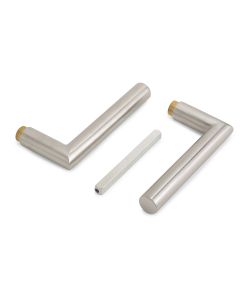 Emuca Maniglie per serrature di porte da interno in vetro, Modello L-R, acciaio inox 1 SET