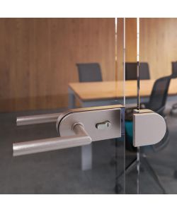 Emuca Maniglie per serrature di porte da interno in vetro, Modello L-R, acciaio inox 1 SET