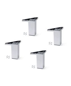 Emuca Lotto di 4 piedini per mobili Alumix 1, altezza 100 mm, Tecnoplastica, Cromato 4 UN