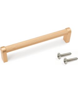 Set 5 maniglie mobili alluminio oro L141mm, interasse 128mm