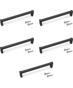 Set 5 maniglie per mobili alluminio nero L173mm interasse 160mm