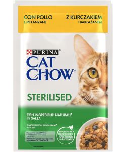 Purina Cat Chow Cibo Umido Pollo Melanzane 85 g per Gatti Sterilizzati