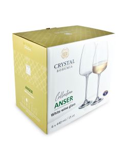 Set 6 Calici Crystal per Vino Bianco in Vetro Trasparente - 440 ml