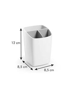 Tescoma Portaspazzolini Quadrato Bianco Tortora 3 Fori - 8,5x12 cm