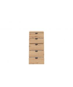 Swiss Cassettiera 5 Cassetti in Rovere Anticato - 45x40x95 cm - Facile da Assemblare