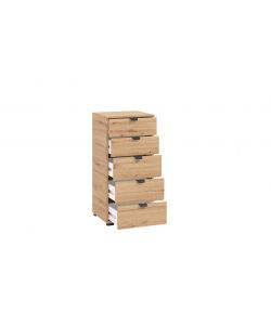 Swiss Cassettiera 5 Cassetti in Rovere Anticato - 45x40x95 cm - Facile da Assemblare