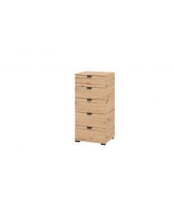 Swiss Cassettiera 5 Cassetti in Rovere Anticato - 45x40x95 cm - Facile da Assemblare