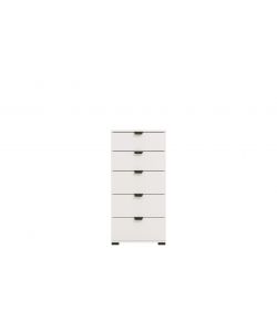 Swiss Cassettiera Bianca 5 Cassetti - Truciolare Melaminico - 45x40x95 cm