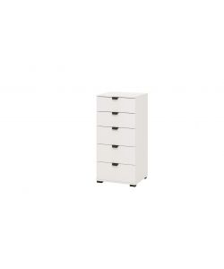 Swiss Cassettiera Bianca 5 Cassetti - Truciolare Melaminico - 45x40x95 cm