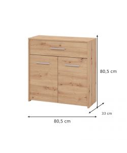 Rovere - Mobile Multiuso Minimalista - 80,5x33x80,5 cm - 2 Ante e Cassetto