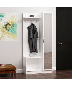 Effezeta Mobile Ingresso Bianco Anta a Specchio 80x32x173 cm - Mobili Ingresso - Design Moderno - Alta Qualit