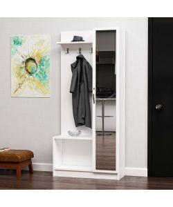 Effezeta Mobile Ingresso Bianco Anta a Specchio 80x32x173 cm - Mobili Ingresso - Design Moderno - Alta Qualit