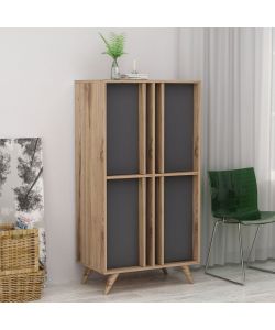 Credenza alta Rilla 4 ante antracite noce 72x139