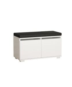 Effezeta Italia Scarpiera con Pouff Dragoshoe in Bianco e Nero - Multiuso con Cuscino Similpelle